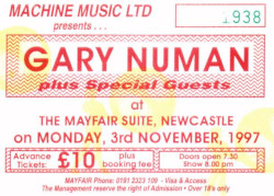 Gary Numan Newcastle Ticket 1997